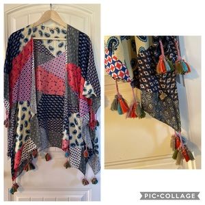 NWOT multi color tasseled cardigan/wrap